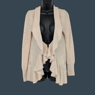 Cárdigan tejido grueso Free People para mujer talla S con volantes frente abierto vaquera costera Foto 1 de 4