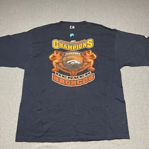 Vintage Starter Men’s Denver Broncos Super Bowl XXXII Champions T Shirt Blue XXL - Picture 1 of 7