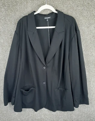 Fashion Bug Knit Blazer Jacket Womens 4X Plus Black Two Button Career Stretch - Image 1 of 4