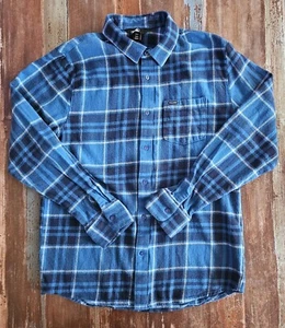 Volcom Men's Blue Plaid Flannel 100% Cotton Long Sleeve Button Up Shirt Medium - Picture 1 of 24