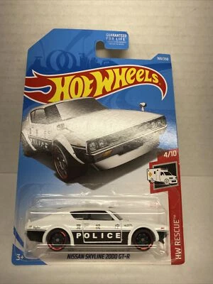 Hot Wheels 160/250 Blanco Policía Nissan Skyline 2000 GT-R 4/10 HW Rescate Foto 1 de 4