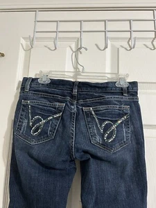 Vintage Y2K Bebe blau Strass Schlag Jeans Low Rise Größe 28x32 Made USA - Bild 1 von 9