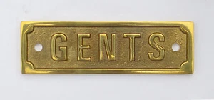 4” Solid Brass GENTS door sign – WC changing room toilet washroom lavatory signs - Picture 1 of 3