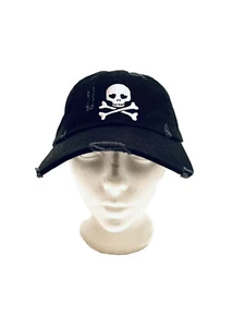 Claire's Skull Heart Eyes Baseball Cap Hat - Black Adjustable Unisex OSFM- NWT - Picture 1 of 8