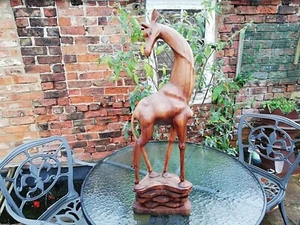 Handgeschnitzte Holzgiraffenfigur 31" 79cm Ornament Wohndeko Skulptur Statue - Bild 1 von 12
