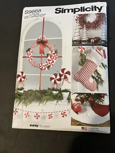 Simplicity 9668 Craft Christmas Candy Cane Stocking Bunting Wreath Pinwheel - Picture 1 of 7