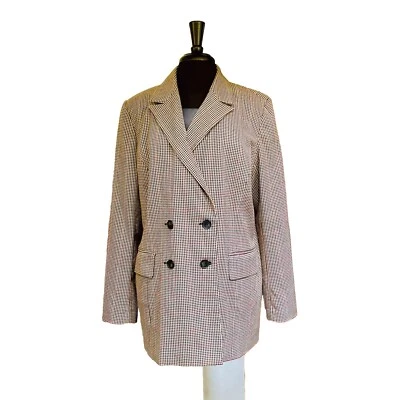 Trouve 女式多色千鸟格长袖双排扣西装外套 XL 码 — 第 1/4 张图片