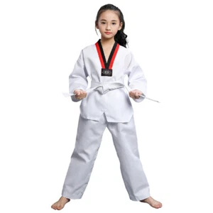 White Taekwondo Uniforms Karate Judo Taekwondo Clothes Children Adult Unisex - Picture 1 of 23