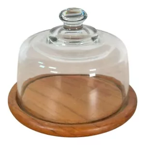 Vintage Mid Century Modern Cheese Dome DOLPHIN Teakwood - Picture 1 of 8