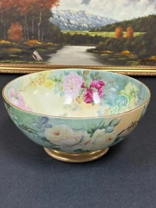 Amazing Large Porcelain German Hand Painted Floral Dish - Picture 1 of 14