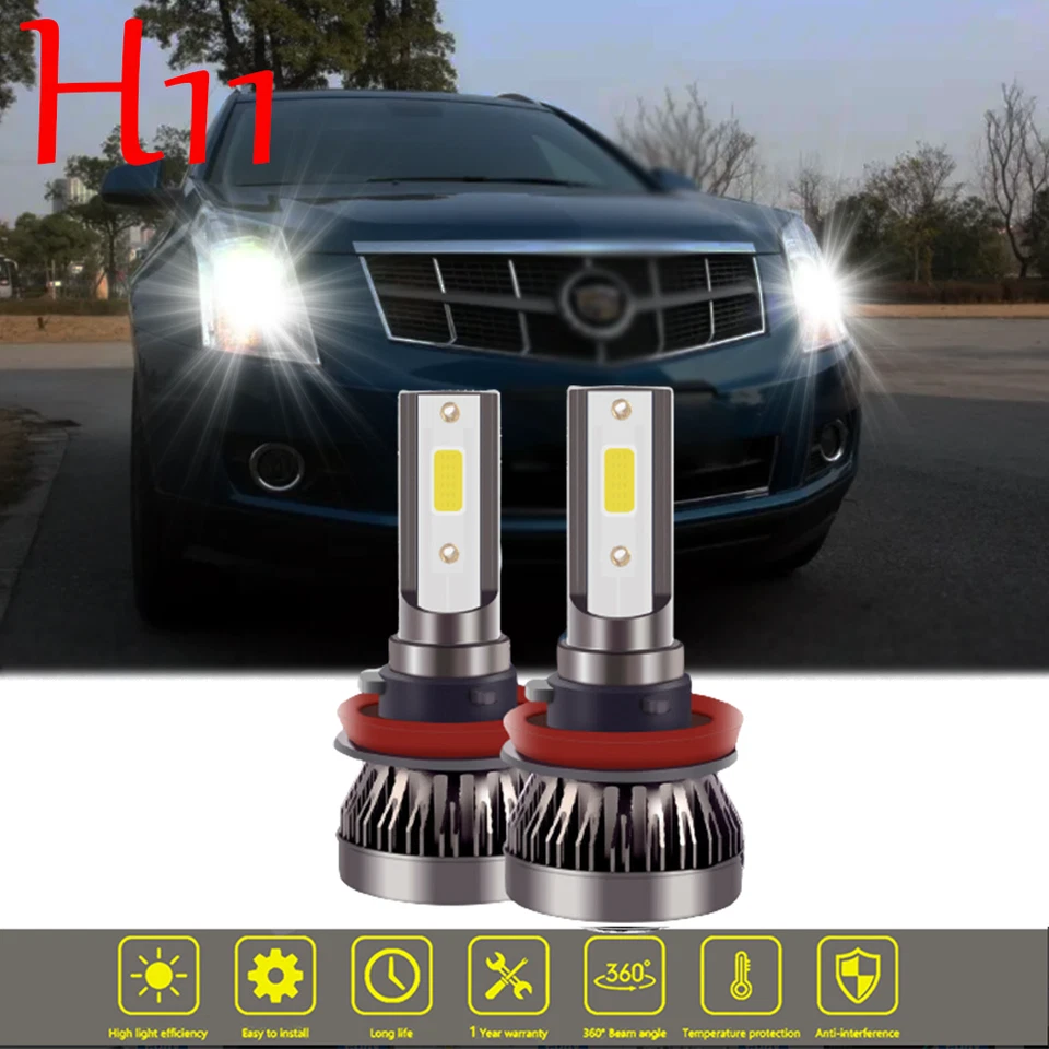 Para Cadillac SRX 2010-2016 - 2 PIEZAS 6000K Blanco H11 LED Faros Bombillas Luz Baja A+ Foto 1 de 4