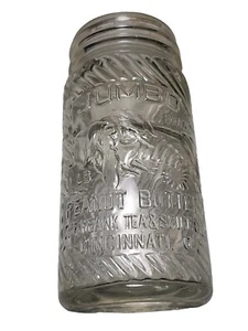 Vintage 6" Jumbo Peanut Butter 1LB Jar Unusual Shape - Frank Tea - Cincinnati O - Picture 1 of 6