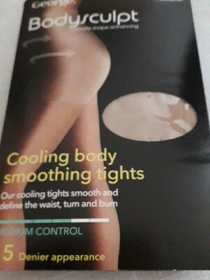 2 Pairs 15 denier George sheer Body Shaping Natural nylon tights. Size Medium - Image 1 of 2