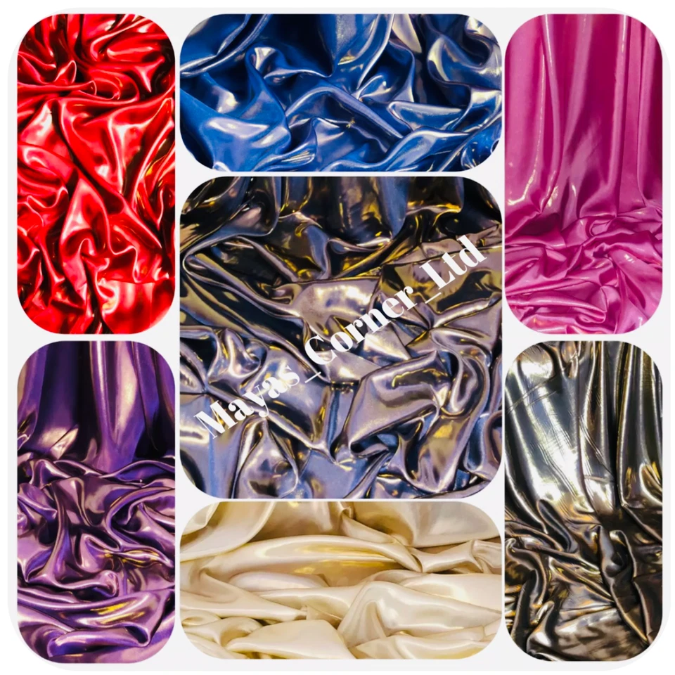 Shiny Wet Look Soft Floaty Shimmer Satin Fabric 58”Wide Dress Bridal Decoration - Image 1 of 1