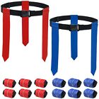 12 Player Adjustable Flag Football Belts, Youth/Adult 6 on 6 Set, Red & Blue