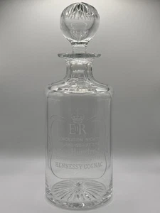 Vintage Cut Crystal Decanter E R Coronation Night Hennessy Engraved - Picture 1 of 13