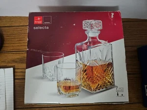 Bormioli Rocco Selecta 7 Piece Whiskey Glass Set & Decanter NEVER USED In Box - Picture 1 of 17