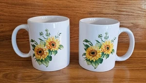 Royal Norfolk Fall Coffee Mugs Sunflower Set Of 2 Micro DW Safe Decorative NEW - Picture 1 of 7