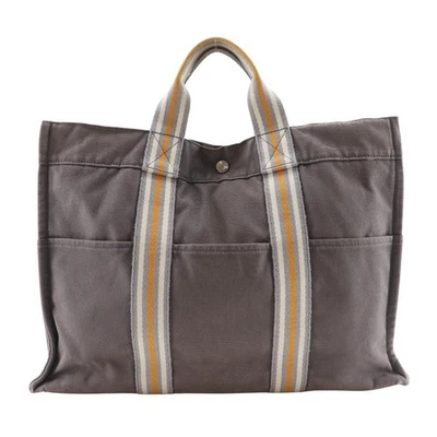 Bolso de Mano HERMES Foure ToutMM Ginza Limitado Gris Algodón Lona Unisex Foto 1 de 4