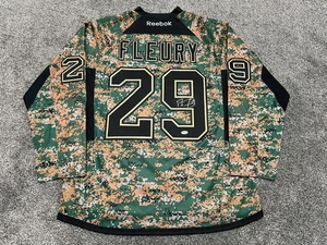 MARC ANDRE FLEURY Pittsburgh Penguins SIGNED Military Camo JERSEY PSA COA XL - Picture 1 of 4