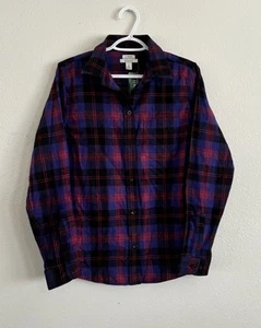 Camicia tunica LL Bean donna piccola scozzese a quadri flanella vestibilità rilassata nuova 273137 - Foto 1 di 9