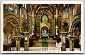 K31/ Collegeville Minnesota Postcard c1910 Interior St Johns Abbey Church 340 - Imagen 1 de 4