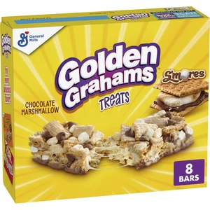 Golden Grahams Breakfast Cereal Treat Bars, S'mores, Snack Bars, 8 Ct, 8.48 oz - Picture 1 of 7