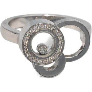 CHOPARD 18k Weißgold Happy Bubbles Diamant Ring 0,11CT Größe 55 mit Papieren - Bild 1 von 9