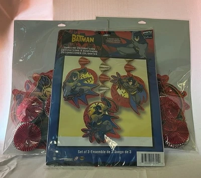 BATMAN 3 Piezas COLGADOR DE LÁMINAS Decoraciones de Fiesta - Juego de 3 Paquetes - Sello Foto 1 de 2
