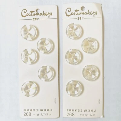 Lote de 2 Costumakers 5 Piezas Plástico Blanco Perlado Redondo 2 Agujeros Botones 3/4" Foto 1 de 4