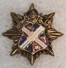 Vtg Heraldic Star Coat of Arms Shield Cross 1" Pin Medal Royal Crest Military