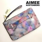 New AIMEE KESTENBERG Melville Pouch w Wristlet Violet Brushed Metallic Leather A