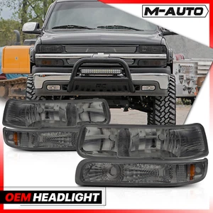 Left+Right Smoke Headlight 4PC w/Bumper Driving for 1999-2006 Silverado Suburban - Picture 1 of 7