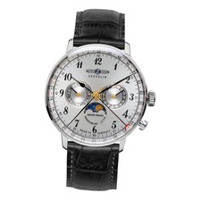 Zeppelin Herren-Armbanduhr - Hindenburg Mondphase - Quarz Leder schwarz UZ7036/1