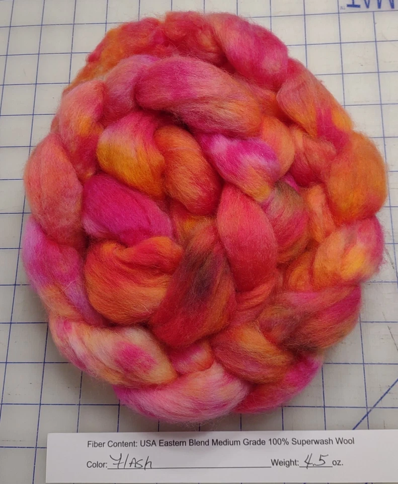 Superwash Wool Combed Top Roving Spinning Handpainted USA Dyed NWT Flash - Image 1 of 1