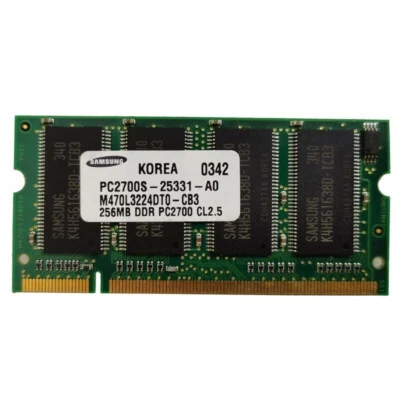 Samsung 256MB SO-DIMM 333 MHz PC-2700 DDR Memory RAM (PC2700S-25331) 200-PIN - Image 1 of 4