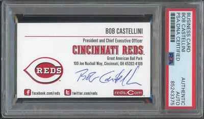 Bob Castellini SIGNED Cincinatti Reds Owner Business Card MLB Auto PSA Authentic - Image 1 of 2
