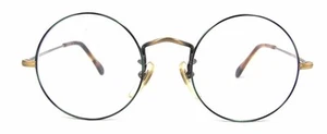 New Club LA 01 Unisex Vintage Round Green Antique Gold 44 47 mm Eyeglasses Italy - Picture 1 of 3