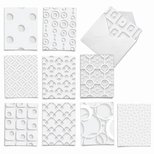 10 Assorted All Occasion Blank Note Cards with Envelopes - WHITE ON WHITE M2031 - Picture 1 of 6