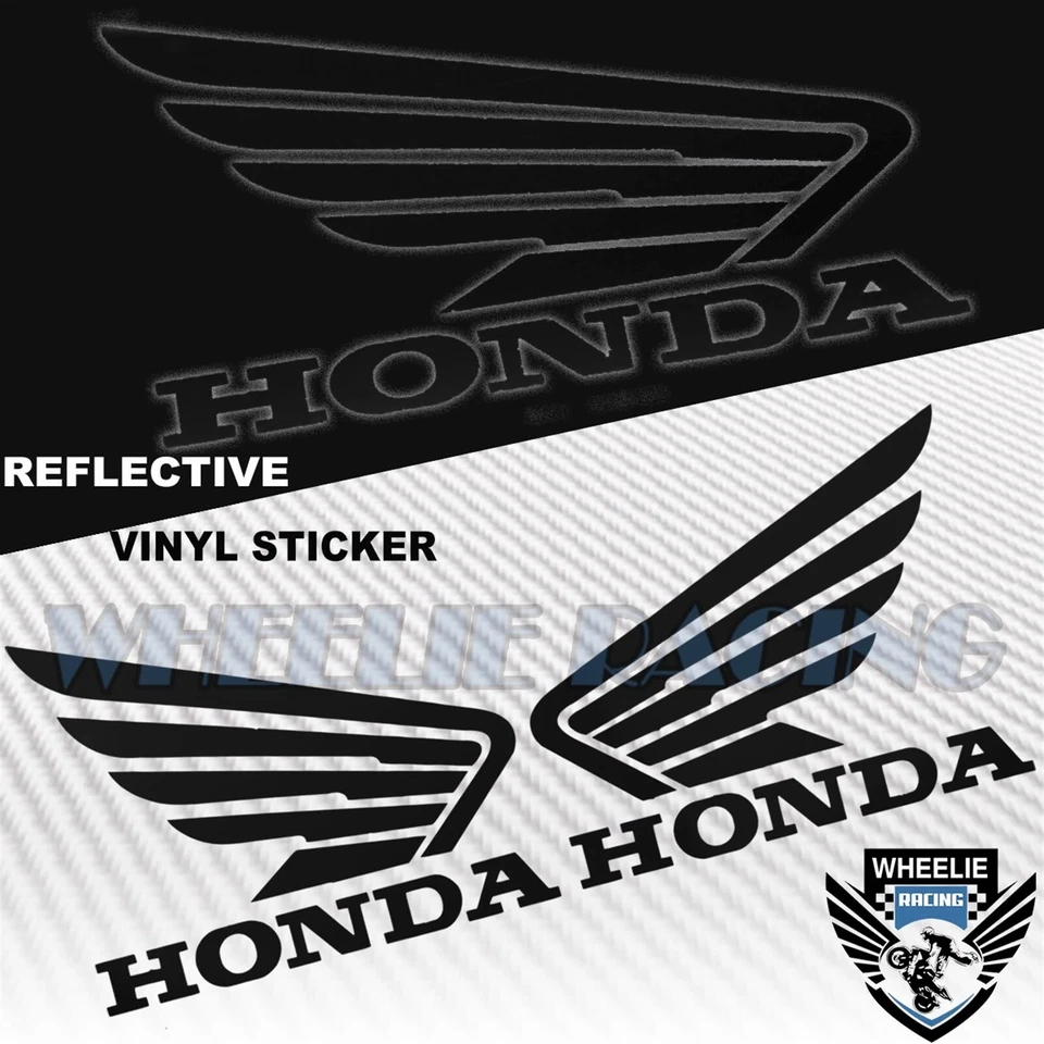 GAS FUEL TANK FAIRING DECAL GLOSSY VINYL WING LOGO VINYL STICKER FOR HONDA BLACK - Image 1 of 1