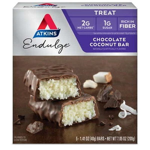 Atkins Endulge Chocolate Coconut Bars 5 Pk - Picture 1 of 10