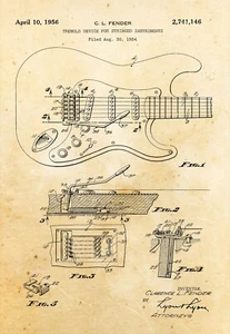 9685. Póster de decoración. Habitación interior arte. Patente. Guitarra eléctrica trémolo - Imagen 1 de 1