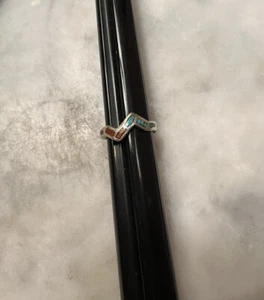 Anillo Zuni Turquesa y Piedra Esterlina  Talla 4.75 Zigzag Nuevo Años 70’s - Imagen 1 de 8