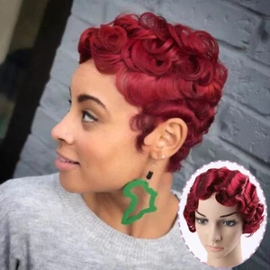 99J Human Hair Wigs Finger Waves Wig Full Machine Made None Lace - Picture 1 of 6