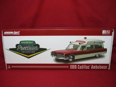 1:18 Scale 1966 Cadillac Ambulance HT Red Greenlight Precision Diecast Model Car - Image 1 of 4