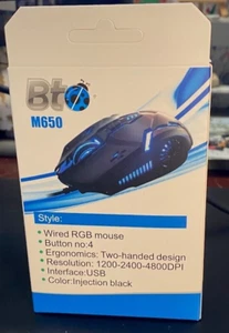 BTO M650 Optical Mouse Ergonomic + BTO Keyboard NEW - Picture 1 of 6
