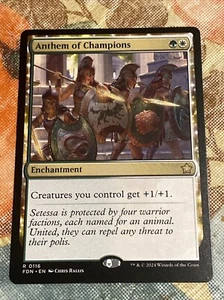 ANTHEM OF CHAMPIONS ~ ENCHANTMENT, MTG, RARE, #116, GREEN/WHITE, FOUNDATIONS - Picture 1 of 1