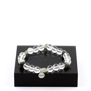 Quarz Armband Rutil Grün Aus Brazilien + Perlen Quarz 8 Mm. Made IN Frankreich - Bild 1 von 7