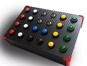 Button Box Flight Game Simulator Control Panel 20 Pulsanti 4 Levette Sim Racing - Imagen 1 de 10