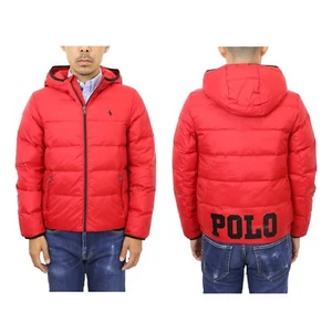 Polo Ralph Lauren Boy's Hooded Puffer Down Jacket with "POLO" - Red with Pony - - Picture 1 of 5